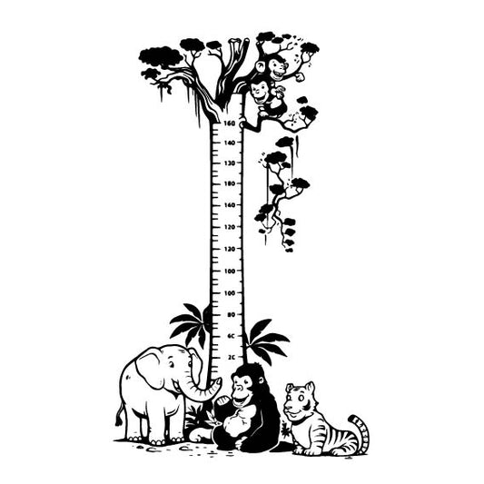 Jungle Friends height chart wall sticker in Green vinyl