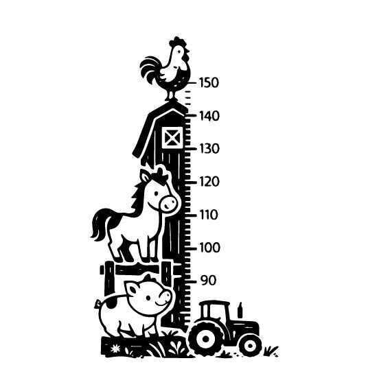 Farmyard Stack height chart wall sticker in Green vinyl