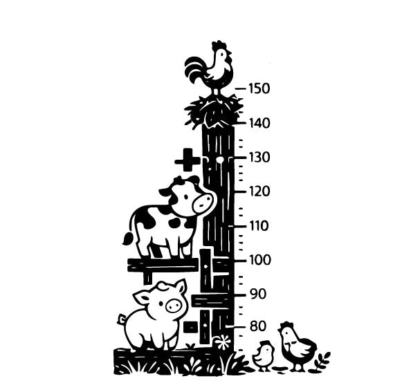 Farmyard Post height chart wall sticker in Green vinyl