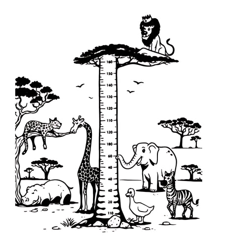 Safari Animals Height Chart Wall Stickers and Decals