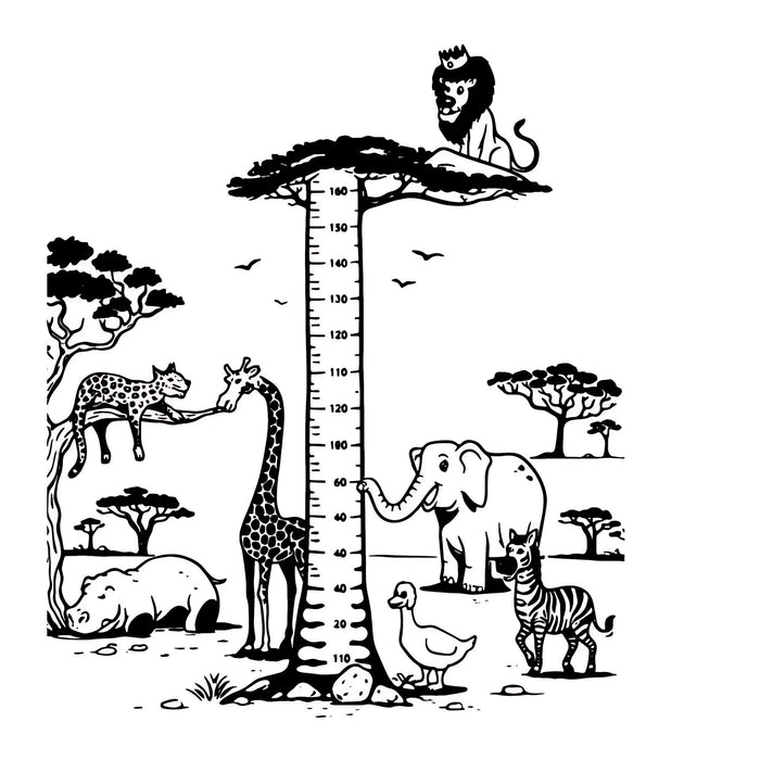 Safari Animals Height Chart Wall Stickers and Decals