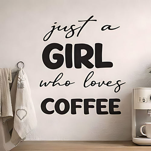 Just a Girl Who Loves Coffee Wall Sticker (Doodle Cup Layout)