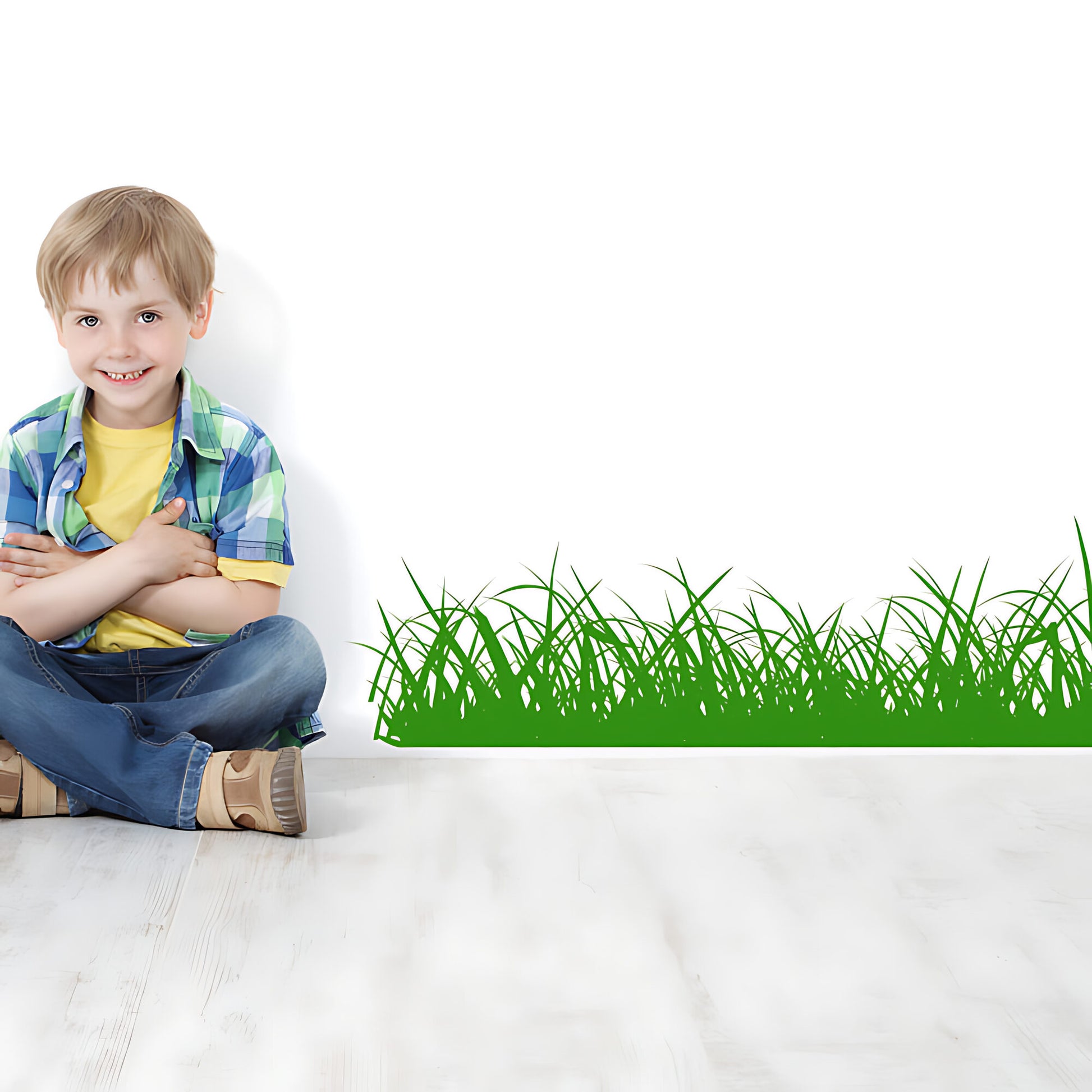 Green Grass Nursery Wall Border Sticker – 25cm High