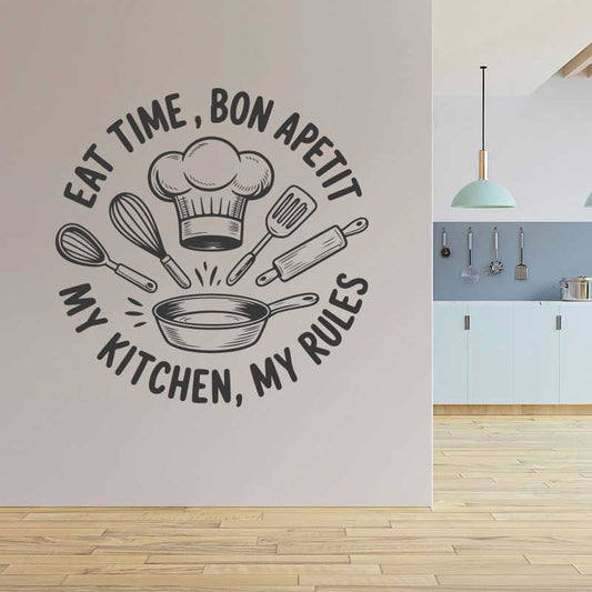 Kitchen rules wall sticker on white brick wall – kitchen wall decal