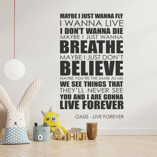 oasis live forever lyrics music wall sticker