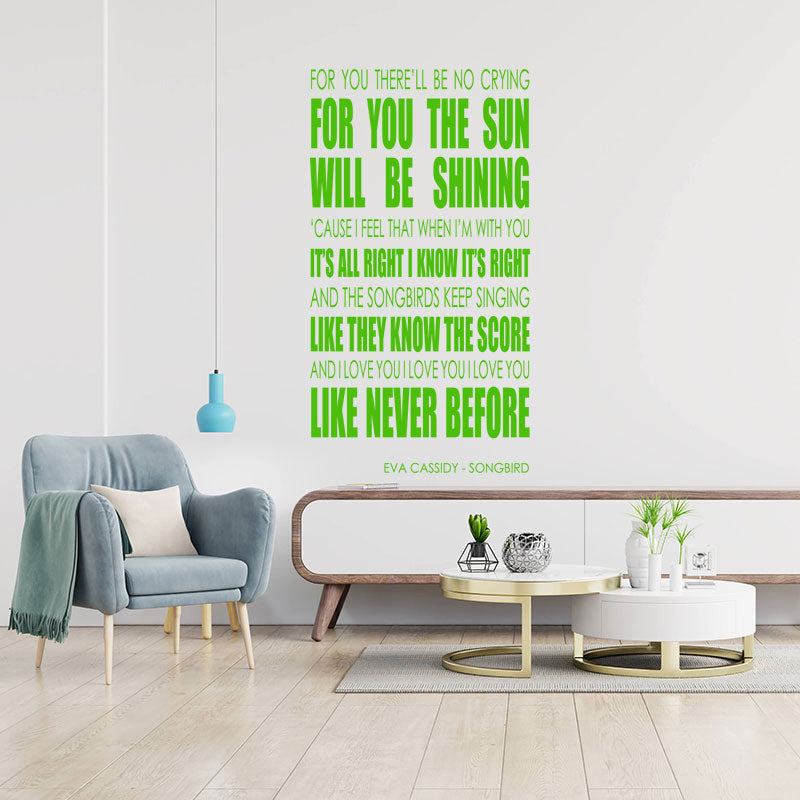 Eva Cassidy Wall Art Sticker - Songbird Lyrics Music Quote