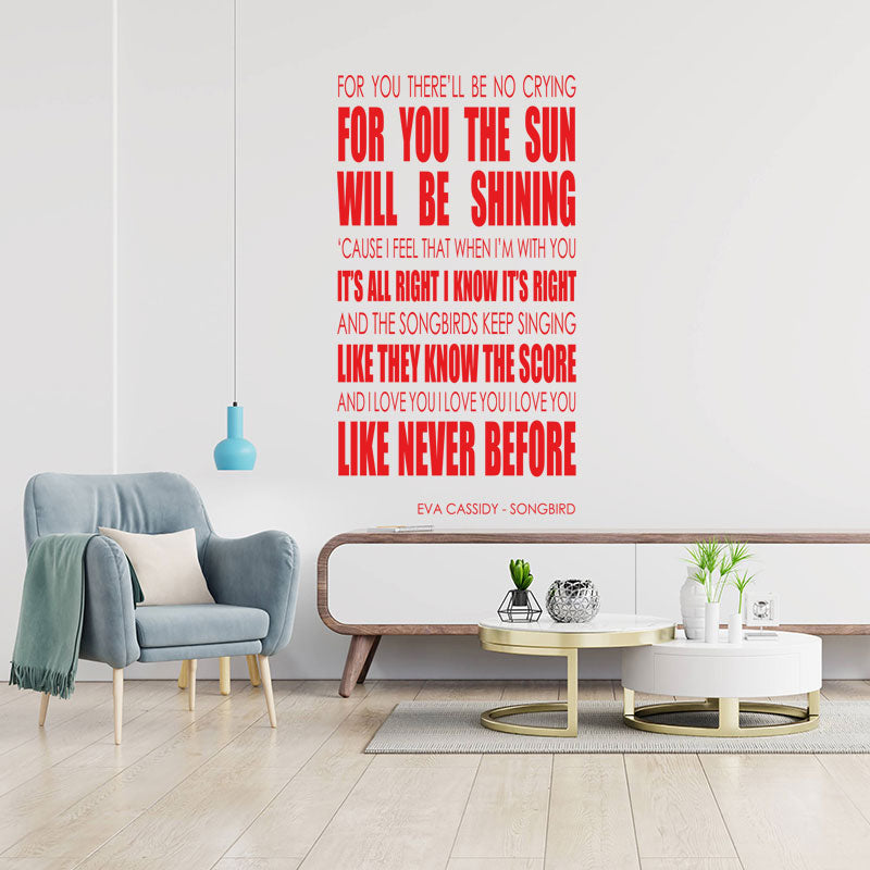 Eva Cassidy Wall Art Sticker - Songbird Lyrics Music Quote