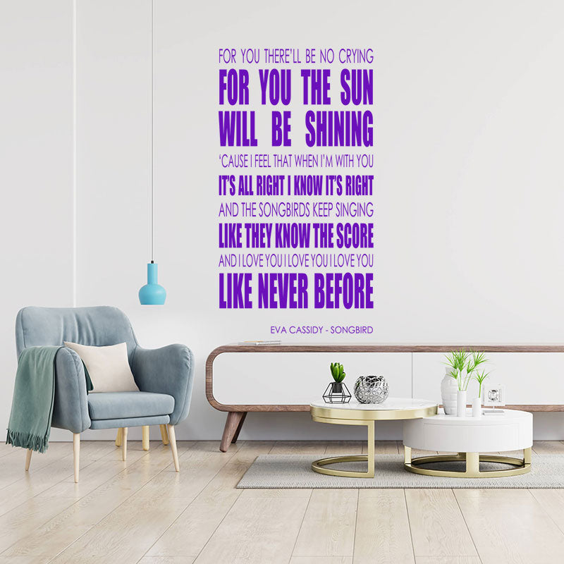 Eva Cassidy Wall Art Sticker - Songbird Lyrics Music Quote