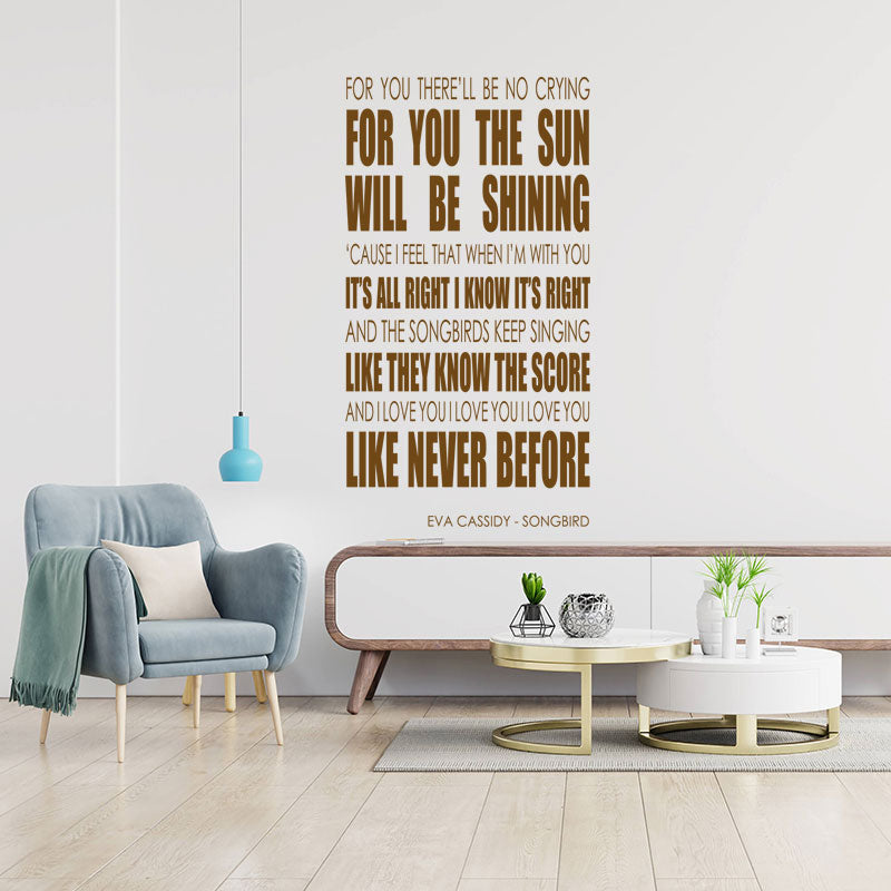 Eva Cassidy Wall Art Sticker - Songbird Lyrics Music Quote