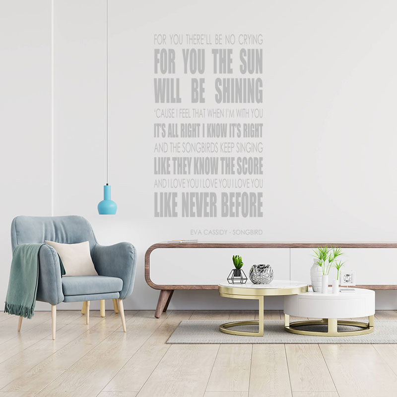 Eva Cassidy Wall Art Sticker - Songbird Lyrics Music Quote