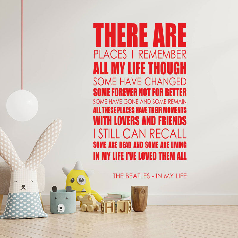 the beatles wall art sticker in my life lyrics m