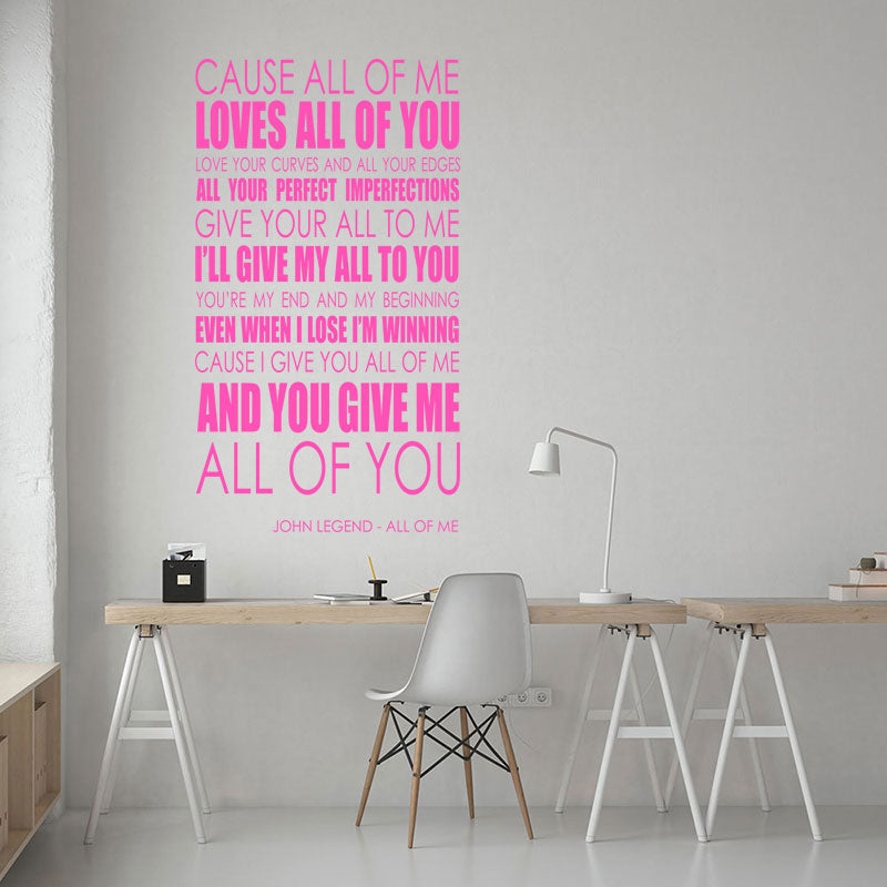 john legend wall art sticker all of me music quo