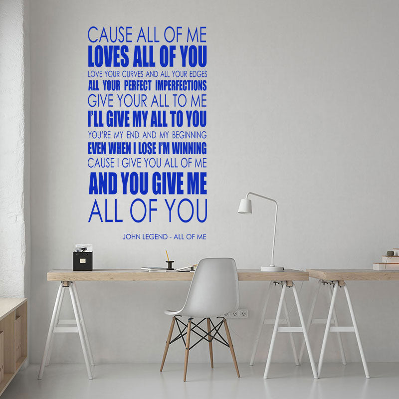 john legend wall art sticker all of me music quo
