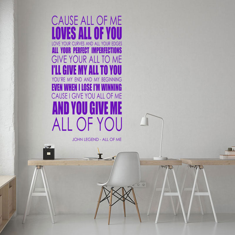 john legend wall art sticker all of me music quo