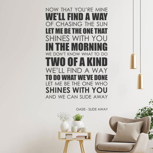 oasis wall art sticker slide away lyrics music q