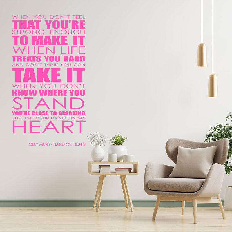 olly murs wall art sticker hand on heart lyrics