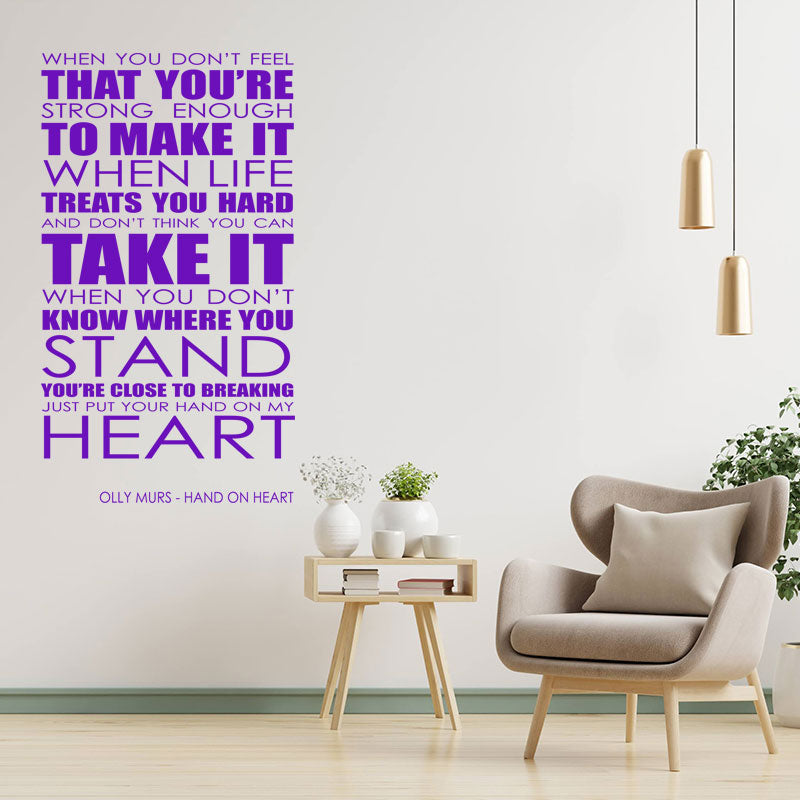 olly murs wall art sticker hand on heart lyrics