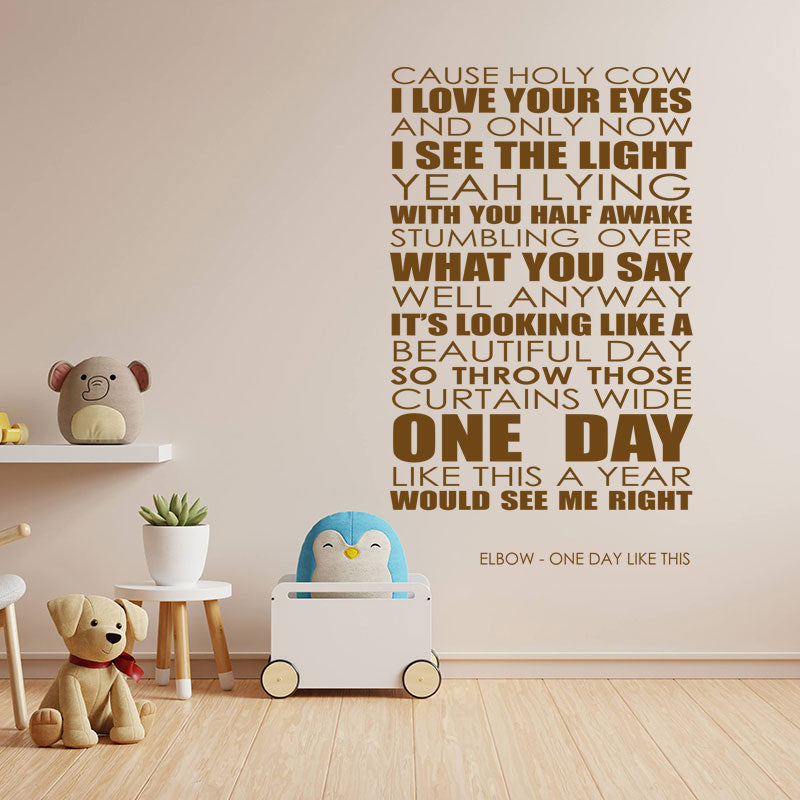 elbow wall art sticker one day like this lyrics