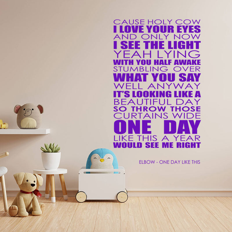elbow wall art sticker one day like this lyrics
