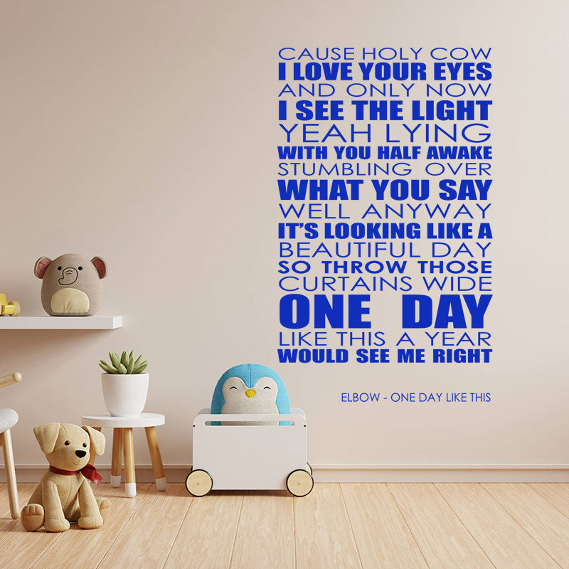 elbow wall art sticker one day like this lyrics