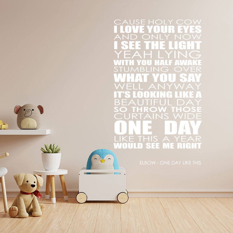 elbow wall art sticker one day like this lyrics