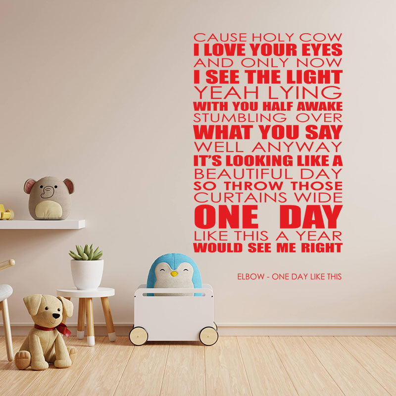 elbow wall art sticker one day like this lyrics