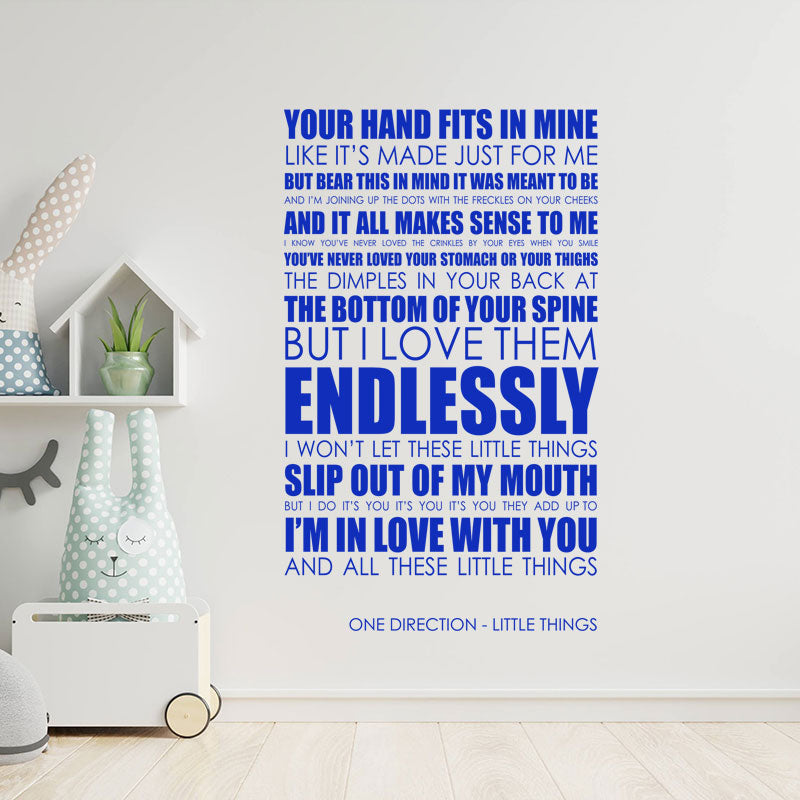 One Direction Wall Art Sticker - Little Things Lyrics Music Quote