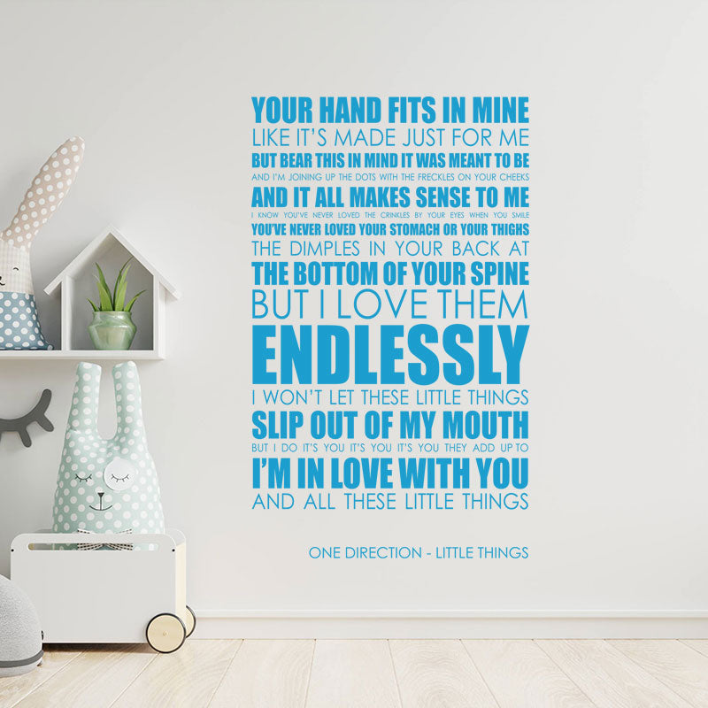 One Direction Wall Art Sticker - Little Things Lyrics Music Quote