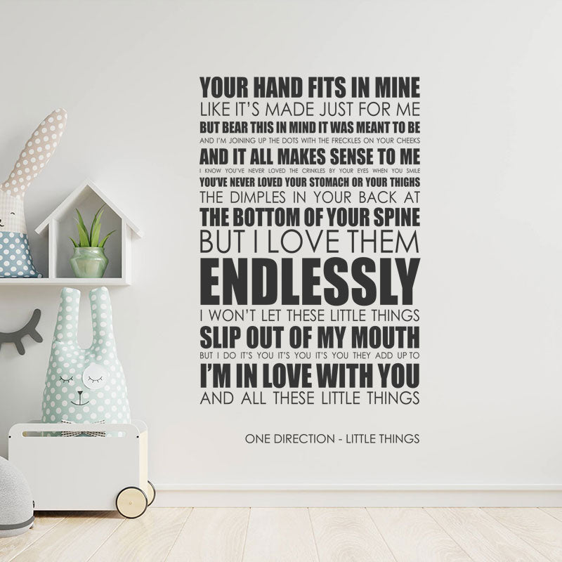 One Direction Wall Art Sticker - Little Things Lyrics Music Quote