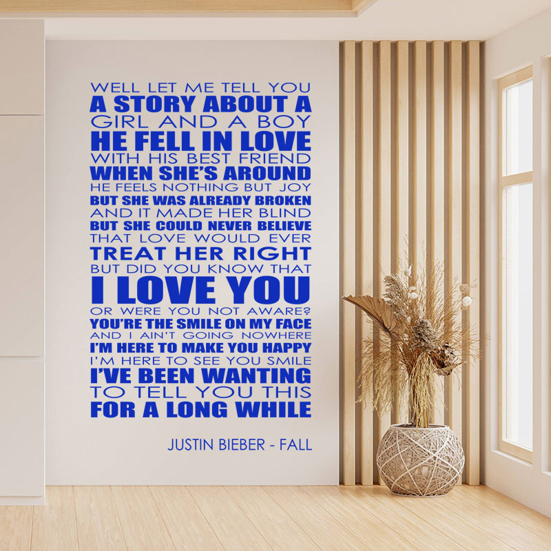 Justin Bieber Wall Art Sticker - Fall Lyrics Music Quote