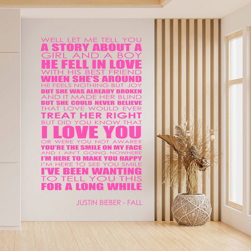 Justin Bieber Wall Art Sticker - Fall Lyrics Music Quote
