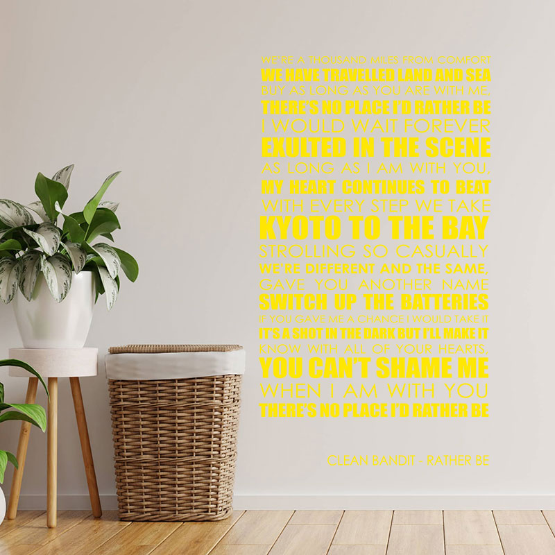 clean bandit rather be lyrics wall sticker