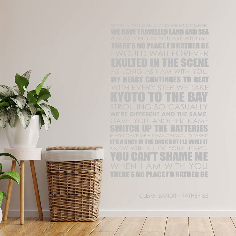 clean bandit rather be lyrics wall sticker