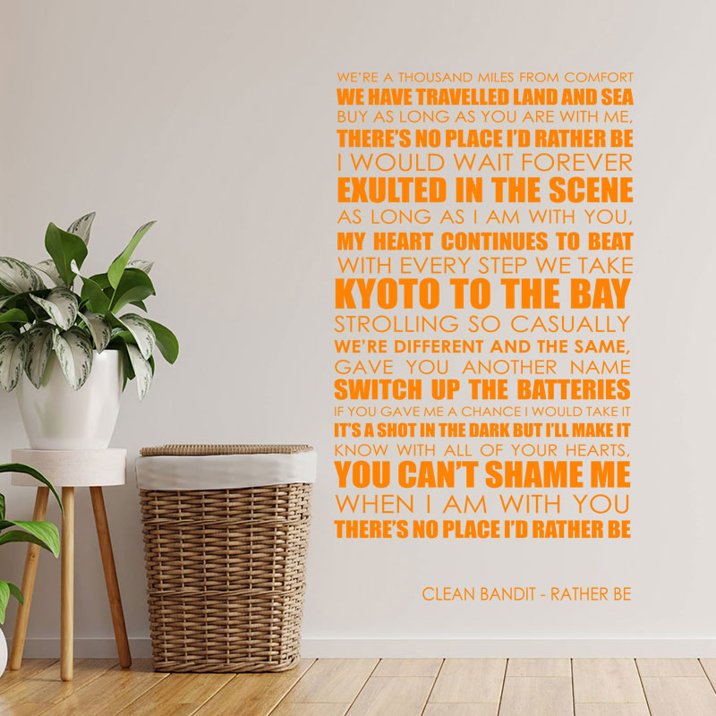 clean bandit rather be lyrics wall sticker