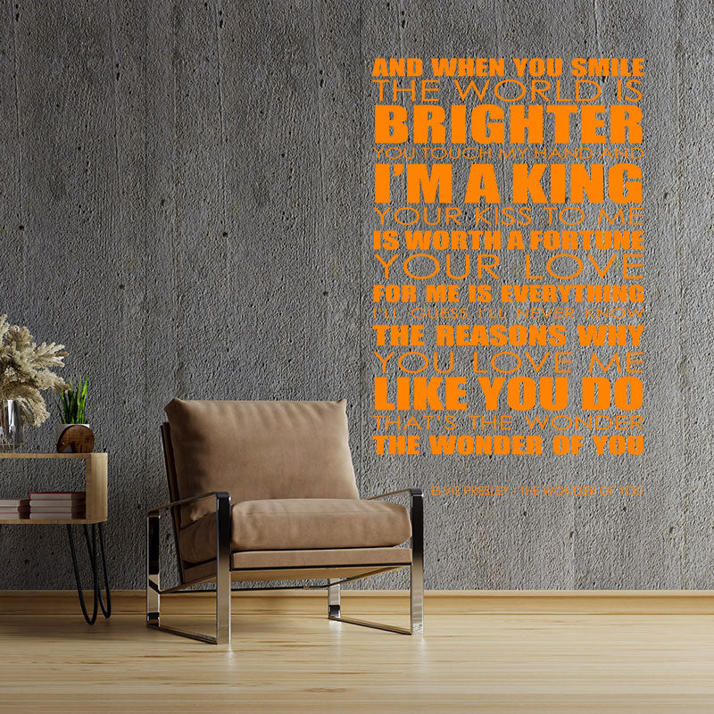 elvis presley wonder of you lyrics wall sticker