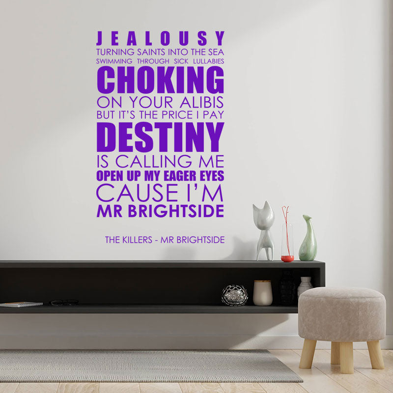killers mr brightside lyrics wall sticker