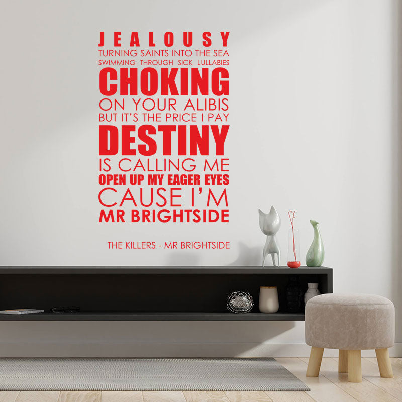 killers mr brightside lyrics wall sticker