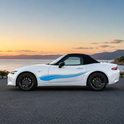 Mazda MX-5 Flame Swoosh Side Graphics – Performance Sports Car Decal