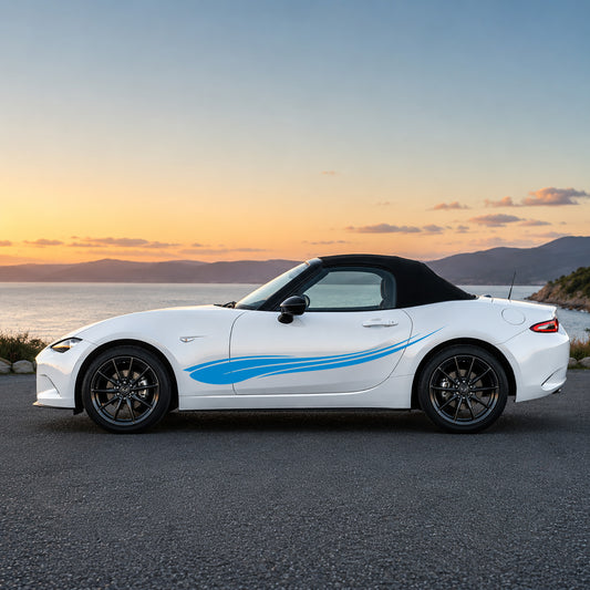 Mazda MX-5 Flame Swoosh Side Graphics – Performance Sports Car Decal