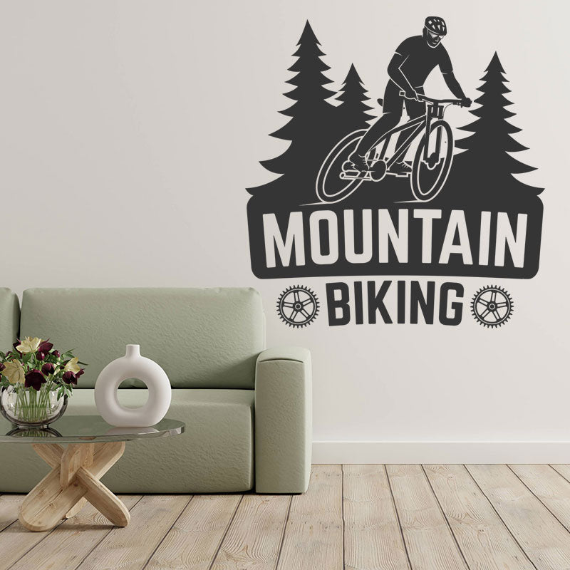 High-Energy Mountain Bike Wall Decal for Shops and Riders