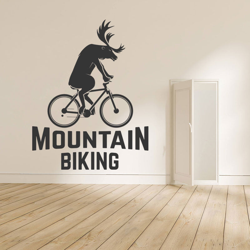 Mountain Biking Racing Shop Wall Sticker - Sporty Vinyl Design