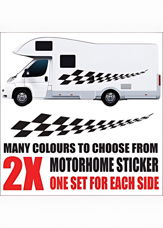 Fading chequered motorhome graphics wall sticker — motorhome graphics vinyl decal