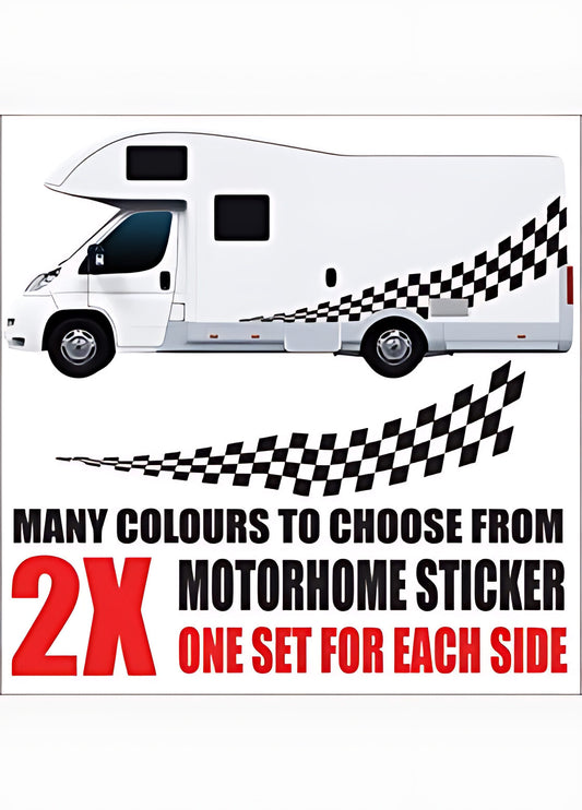 Wave chequered motorhome graphics wall sticker — motorhome graphics vinyl decal