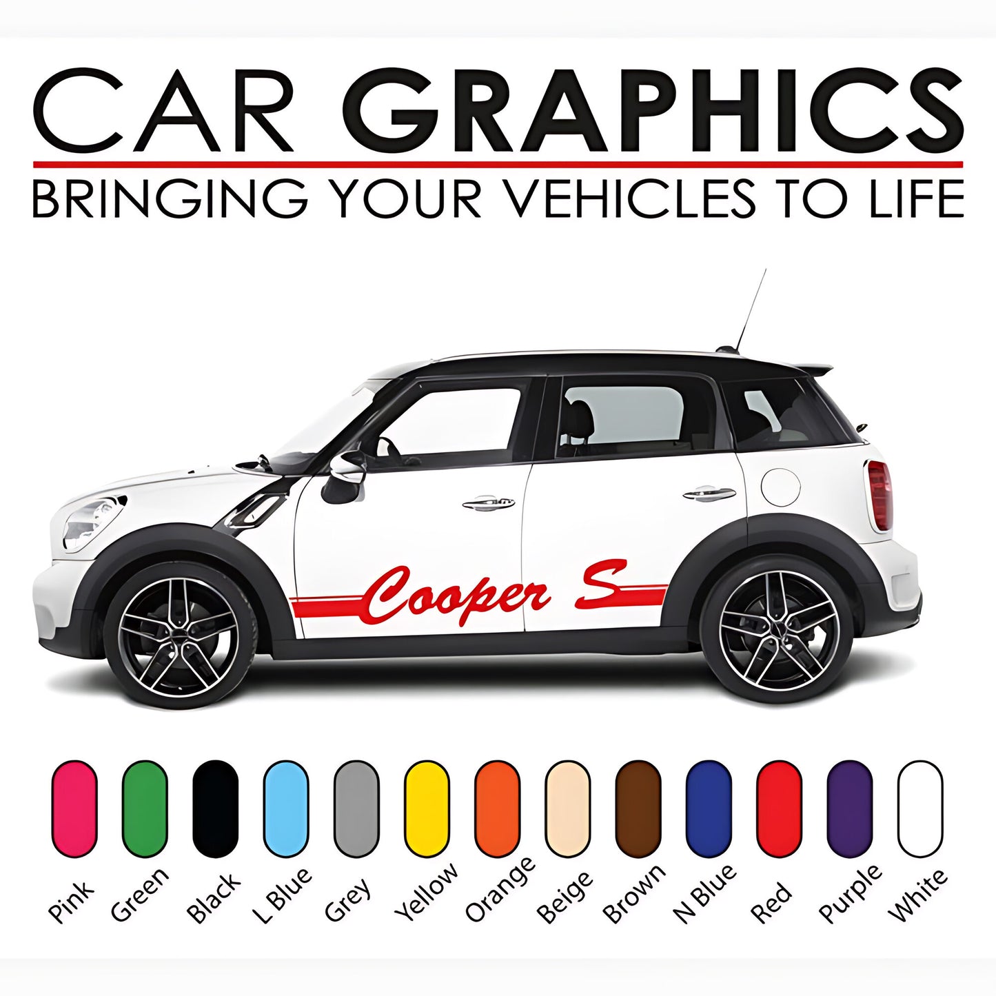 Mini Cooper Track Style Stripe Stickers and Decals