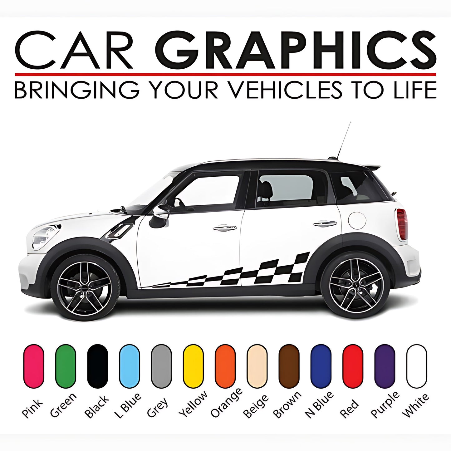 Mini Cooper Sport Door Stripe Stickers and Decals