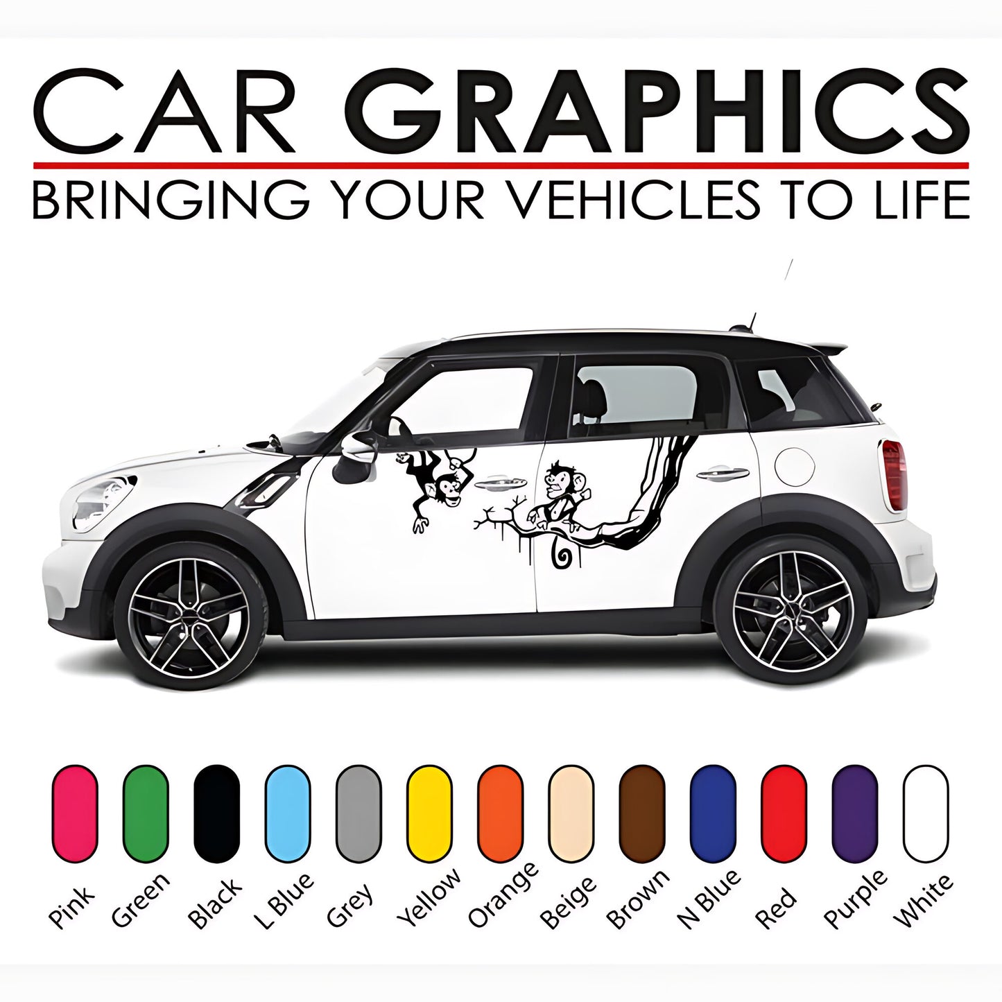 Mini Cooper Performance Side Graphic Stickers and Decals