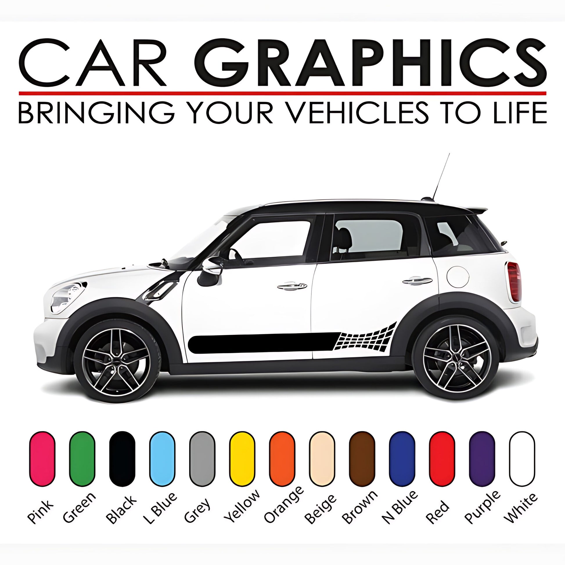 Mini Cooper Retro Racing Stripe Stickers and Decals