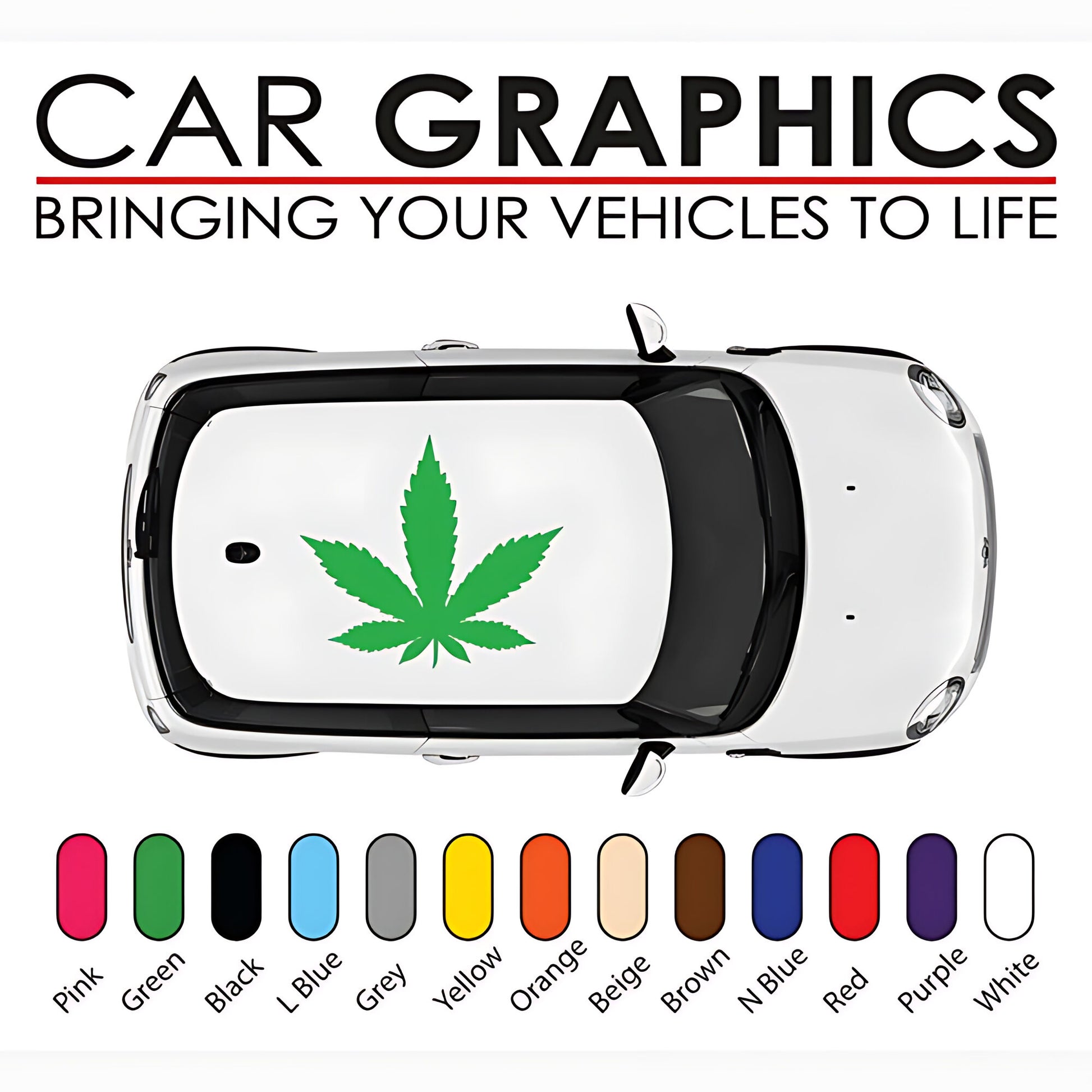 Mini Cooper cannabis leaf Roof Graphics Stickers and Decals