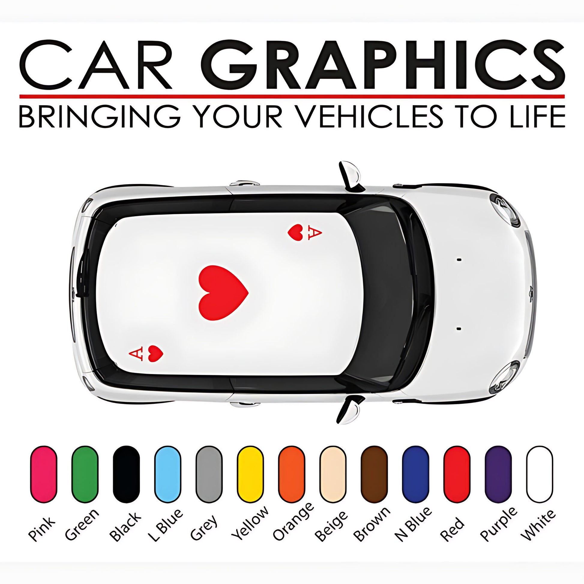 Mini Cooper Ace of Hearts Roof Graphics - Vinyl Decal