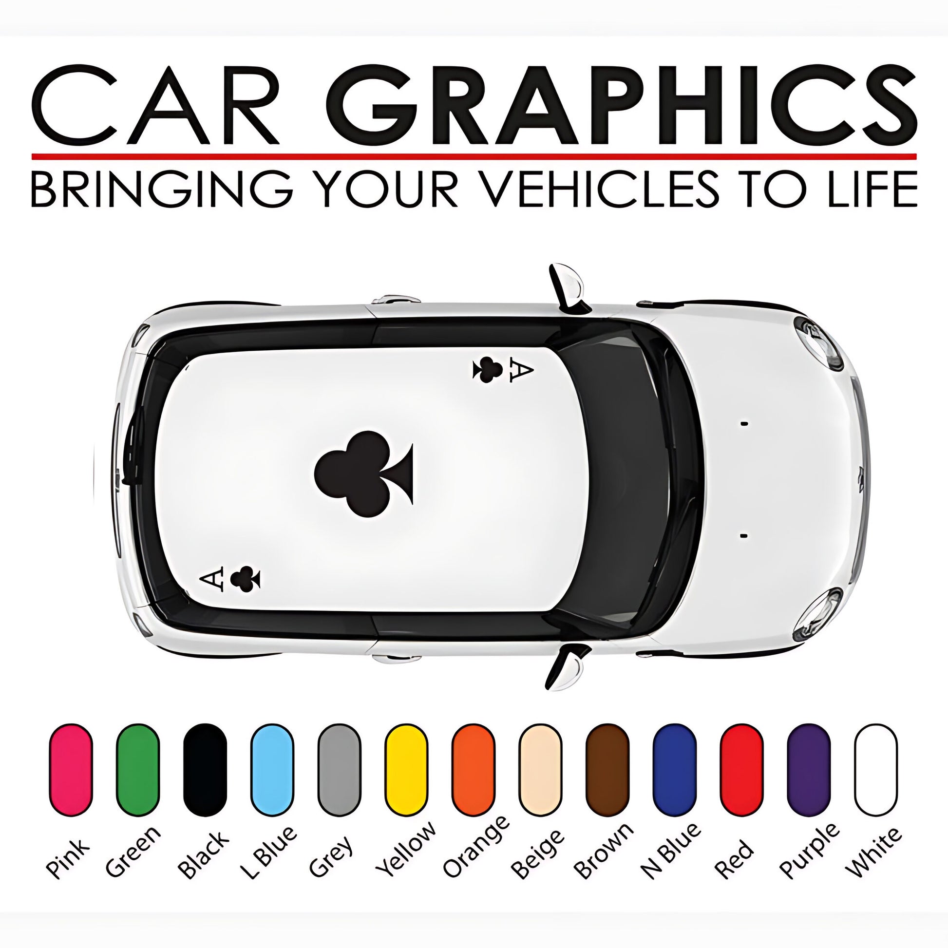 Mini Cooper ace of clubs Roof Graphics Stickers and Decals